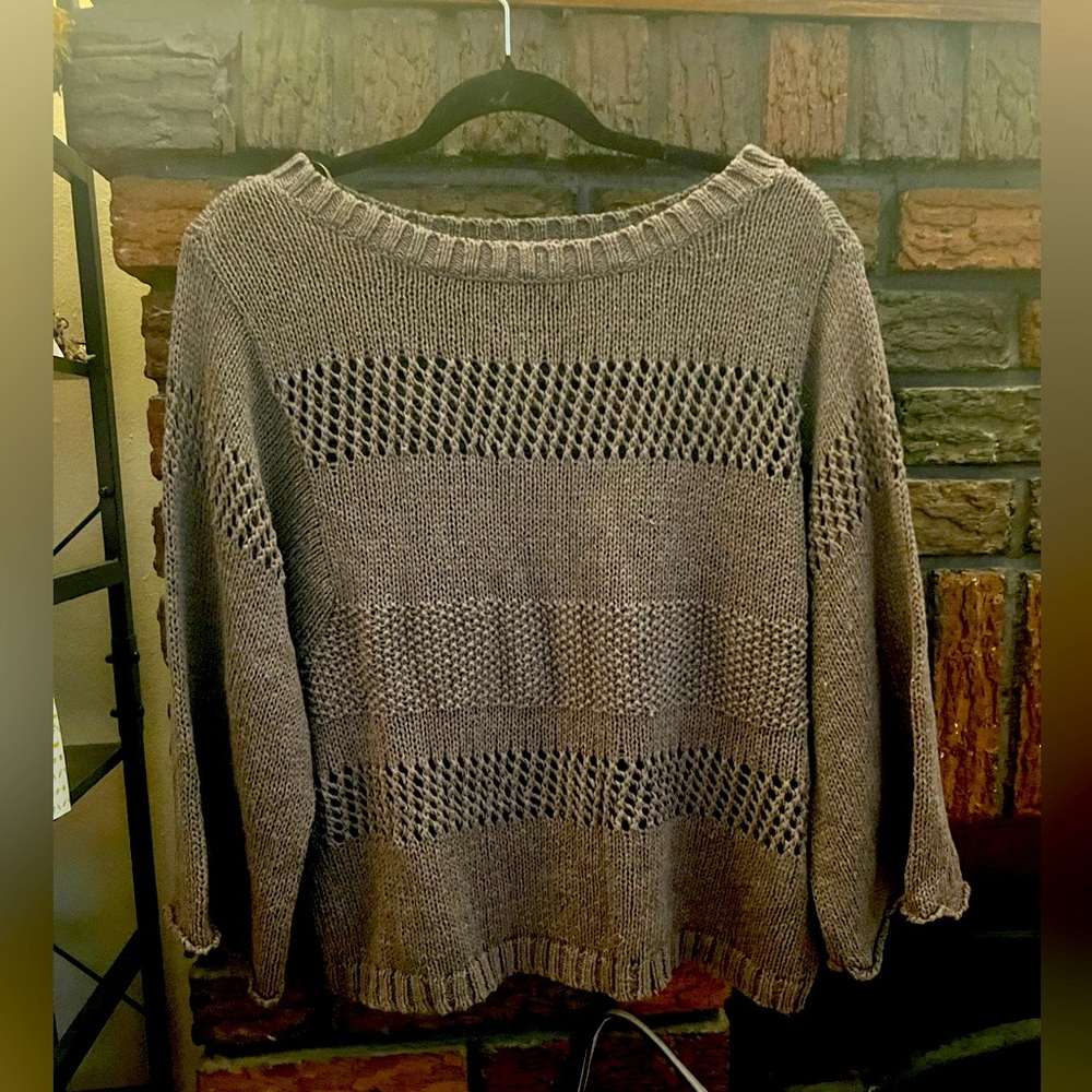NWOT Cozy Gentle Fawn Brown Open Knit Sweater